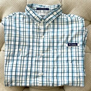 Columbia PFG XXL men’s blue plaid fishing shirt